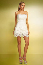 Yuico Lace Strapless Mini Dress